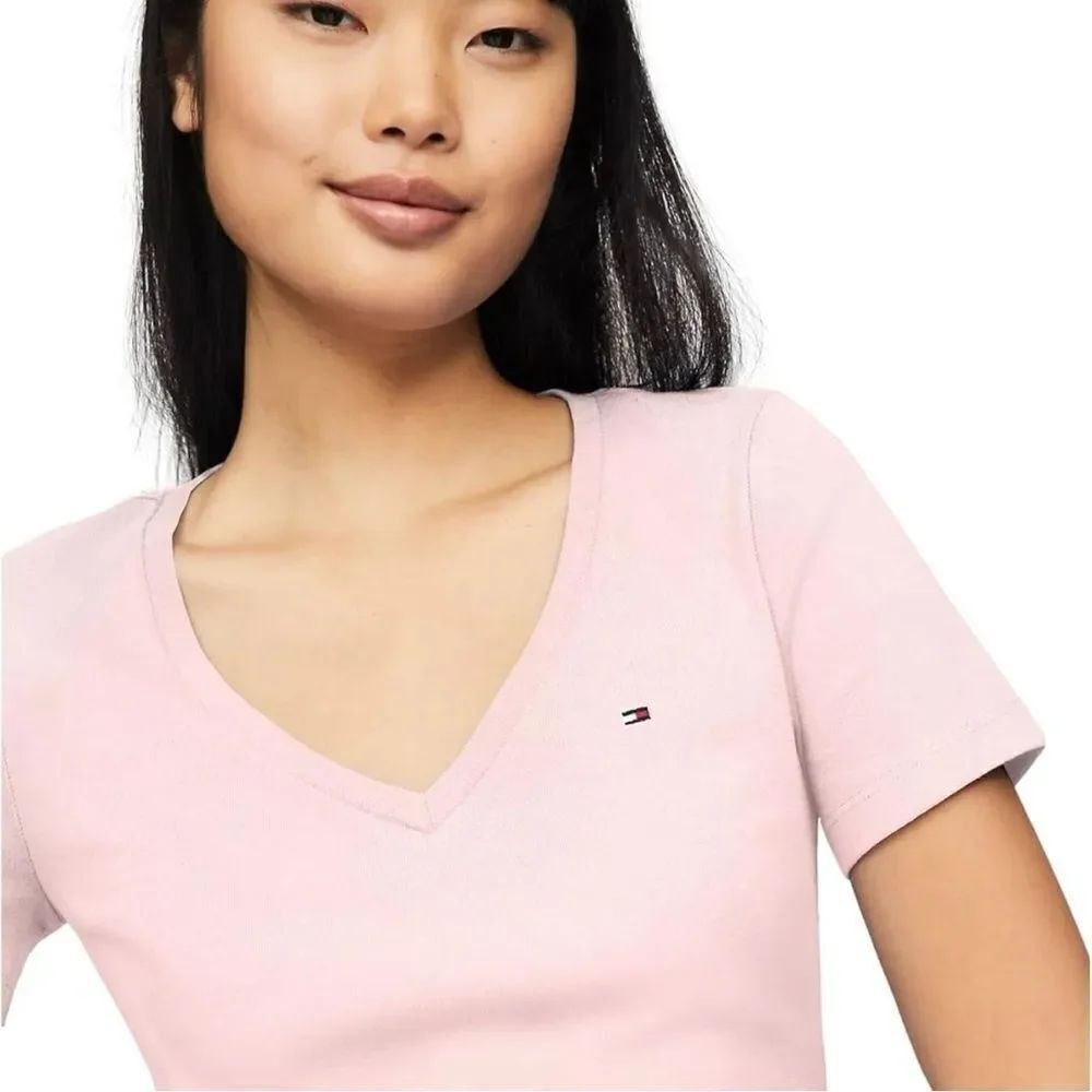 Tommy Hilfiger New Light Blue V-Neck T-Shirt - Picture 2 of 8